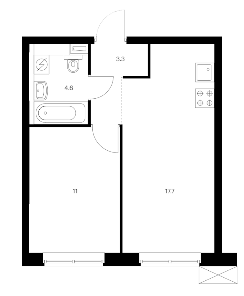 1-комнатная квартира 36.6 м², 10/12 эт., ЖК «Шкиперский 19»